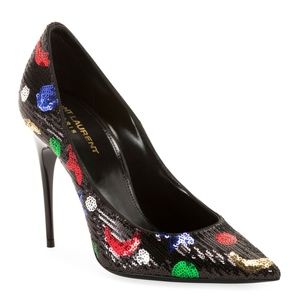NIB $1,195 Saint Laurent YSL Palace Sequined High-Heel Pumps in size 10 / 40!